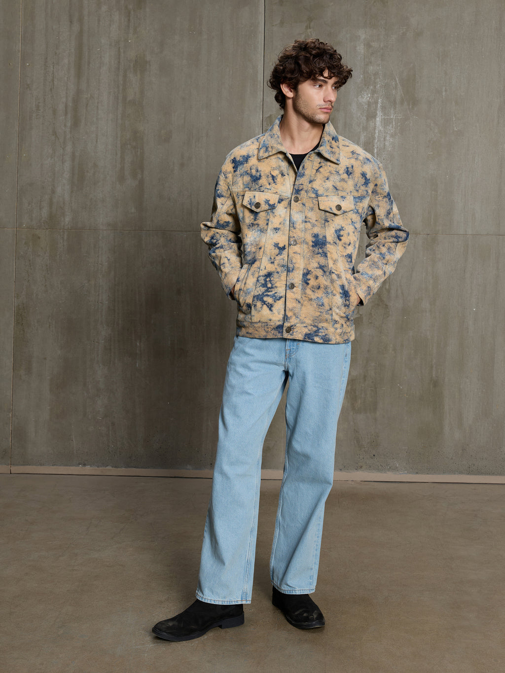 Cahoot Men's Sand Acid Wash Denim Trucker Jacket - view 5