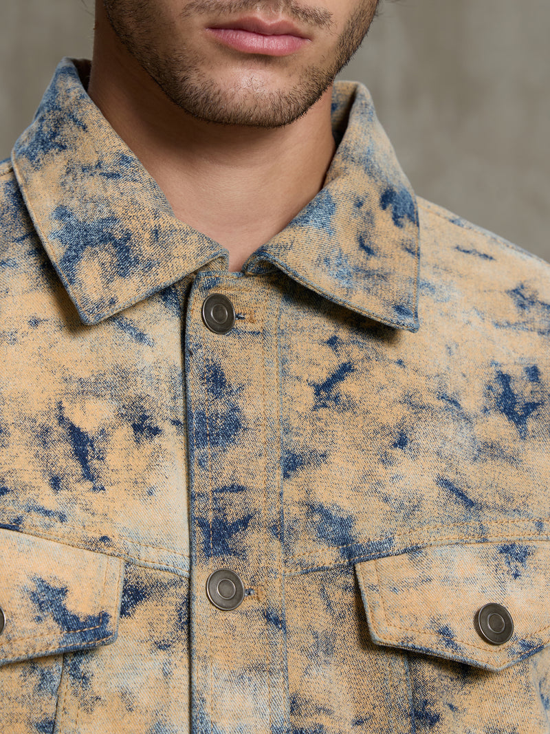 Cahoot Men's Sand Acid Wash Denim Trucker Jacket - view 7