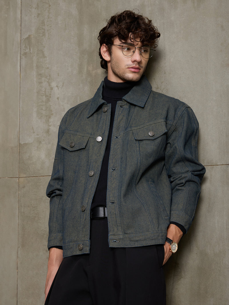 Cahoot Men's Grey Tinted Wash Denim Trucker Jacket - view 1