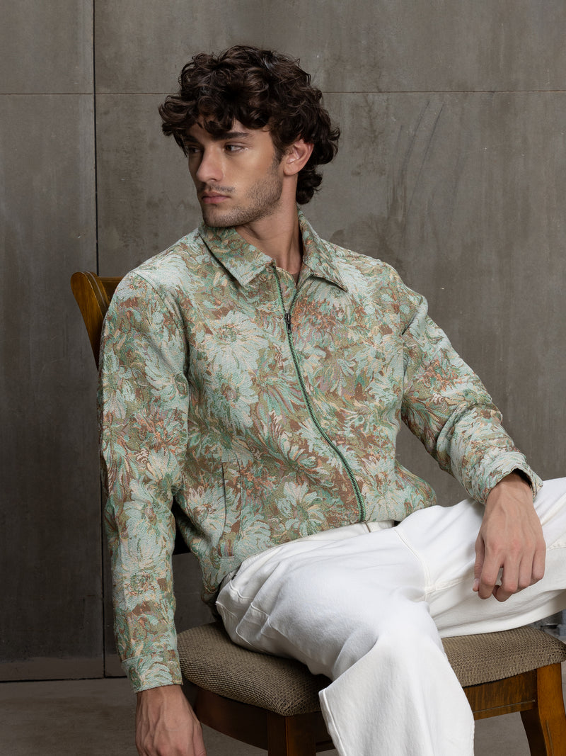 Cahoot Men's Green Monet Garden Jacquard Jacket With Lining - view 1