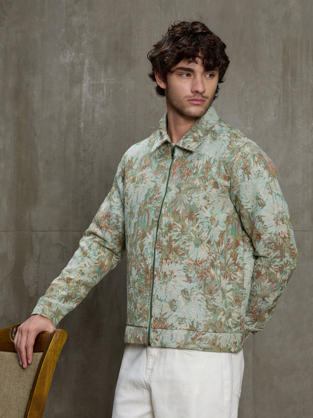 Cahoot Men's Green Monet Garden Jacquard Jacket With Lining - view 3