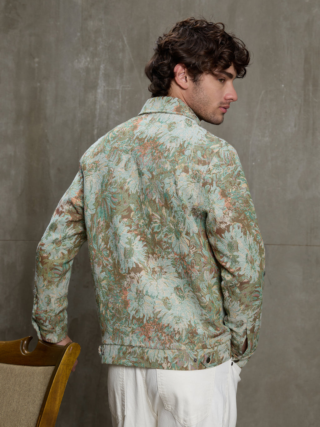 Cahoot Men's Green Monet Garden Jacquard Jacket With Lining - view 4