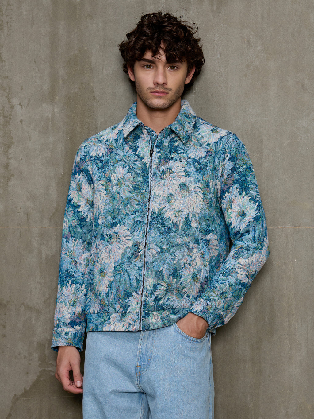 Cahoot Men's Blue Monet Garden Jacquard Jacket With Lining - view 2
