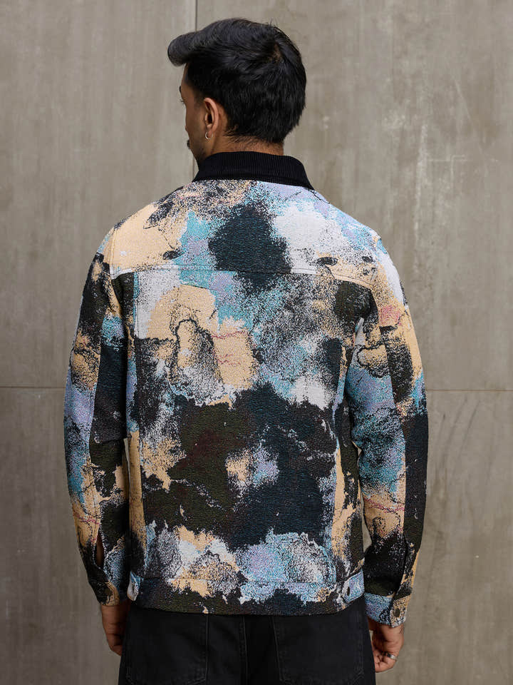 Cahoot Men's Multicoloured Street Canvas Lined Printed Jacket With Corduroy Detailing - view 4