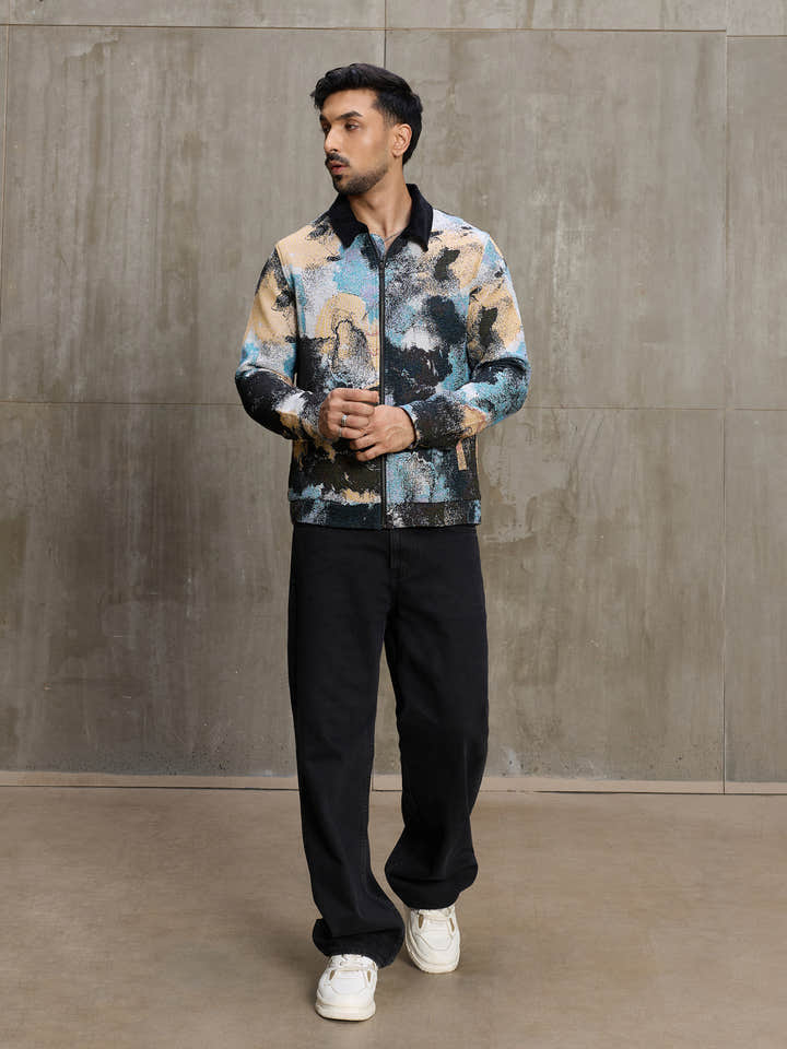 Cahoot Men's Multicoloured Street Canvas Lined Printed Jacket With Corduroy Detailing - view 5