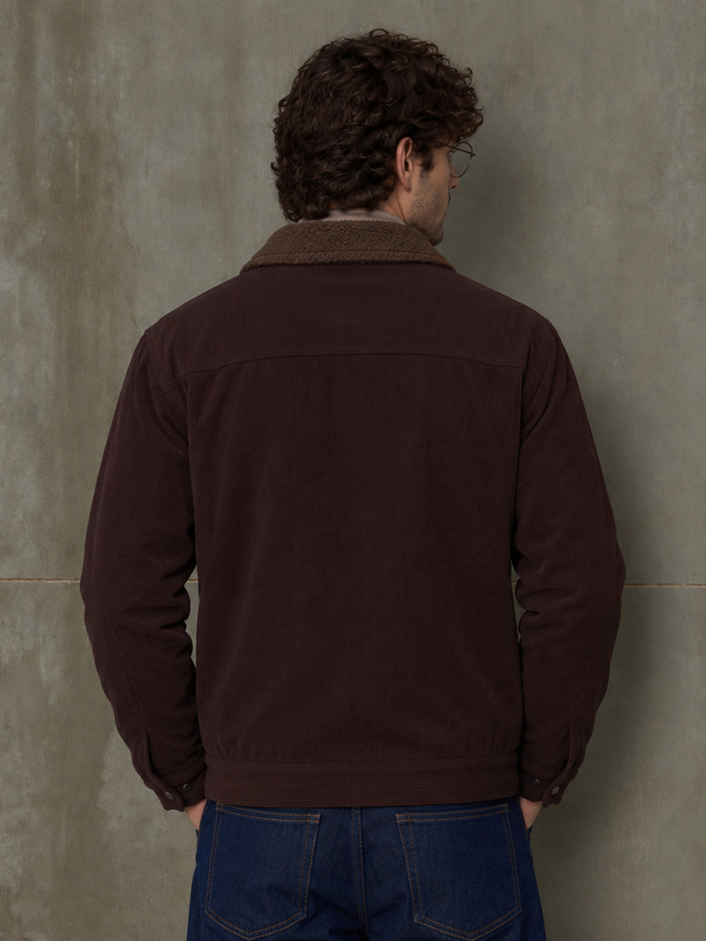 Cahoot Men's Wine Corduroy Sherpa Collar Lined Trucker Jacket - view 4