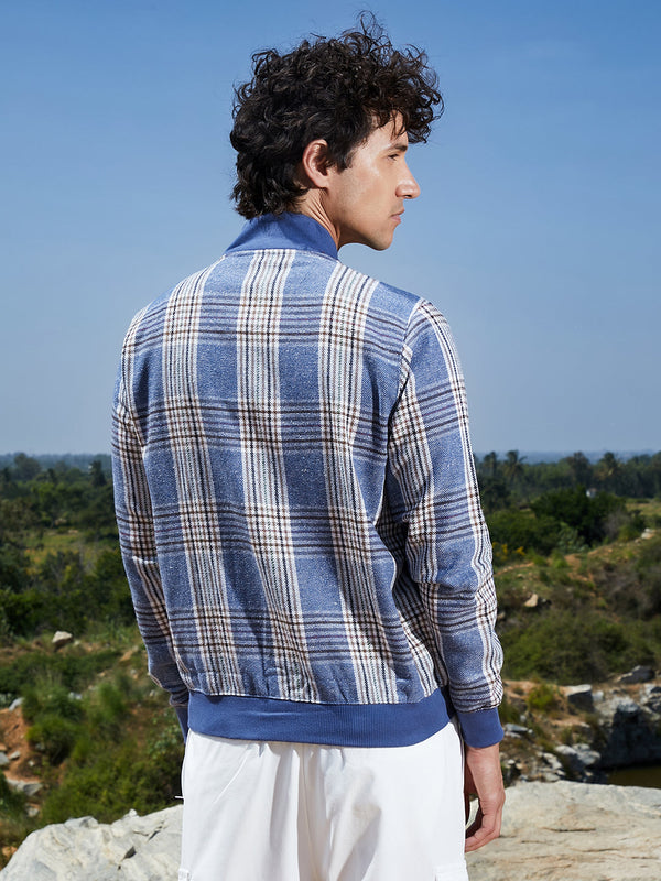 Tartan Plaid Jacket With Ribbed Hem