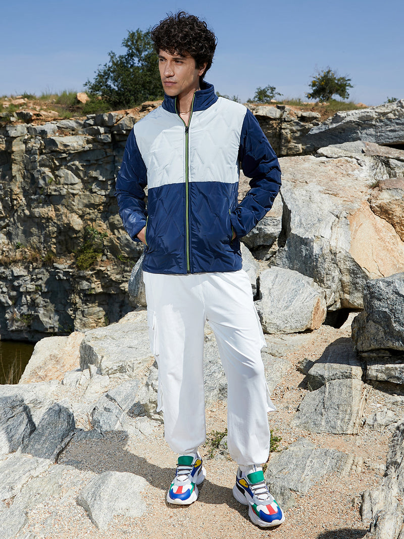 Contrast V Quilted Puffer Jacket