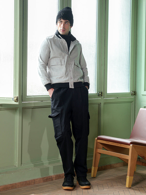 Tactile-Utility Bomber Jacket
