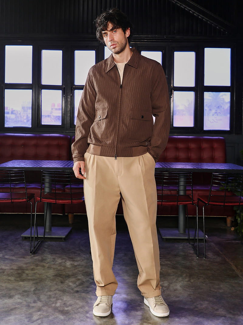 Zip-Front Crease-Tactile Jacket