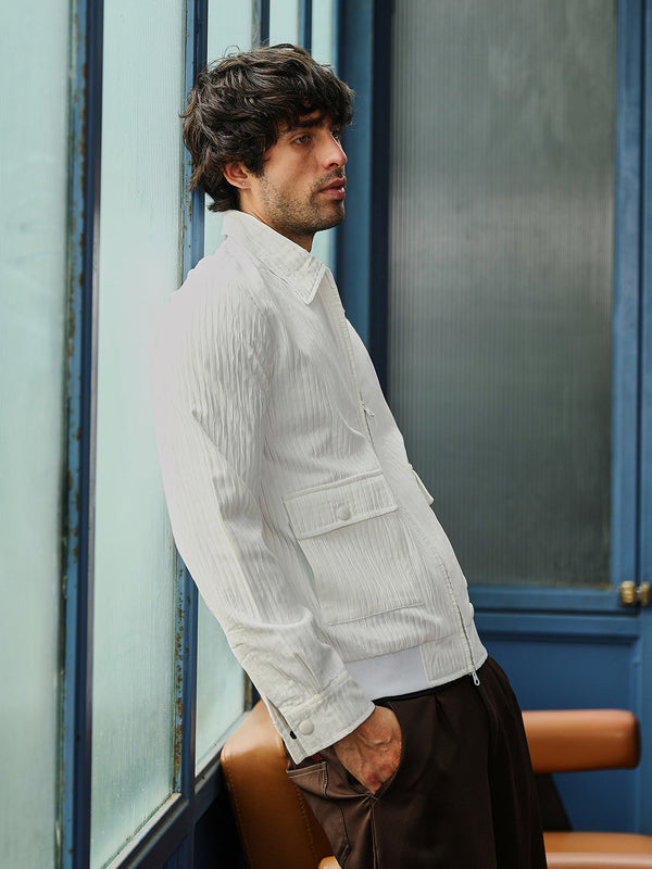 Zip-Front Crease-Tactile Jacket