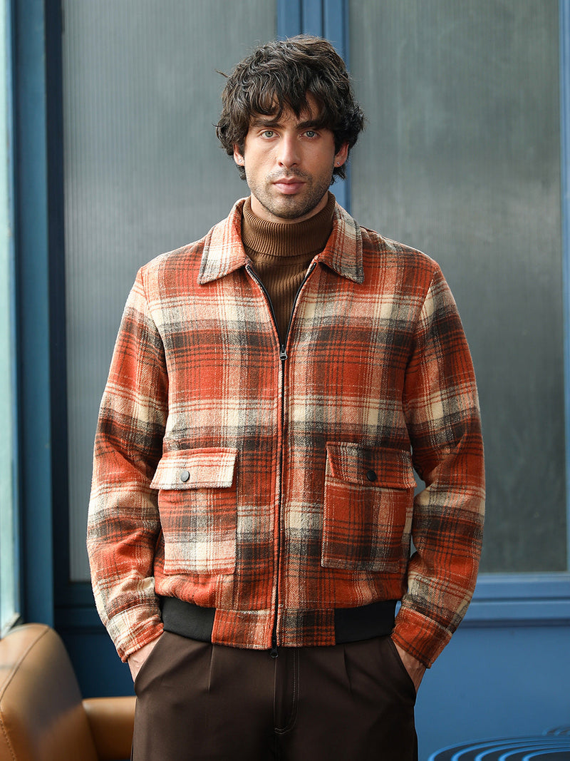 Zip-Front Plaid Jacket