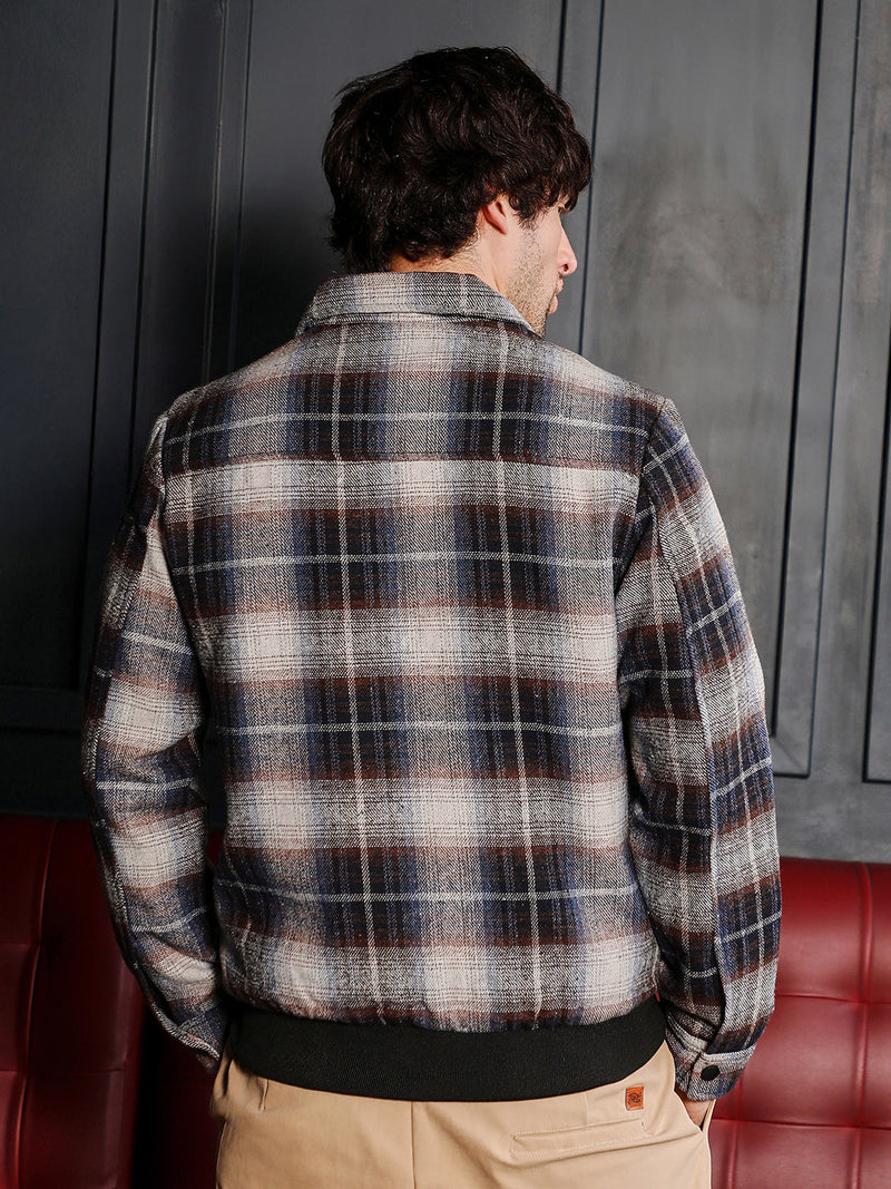 Zip-Front Plaid Jacket