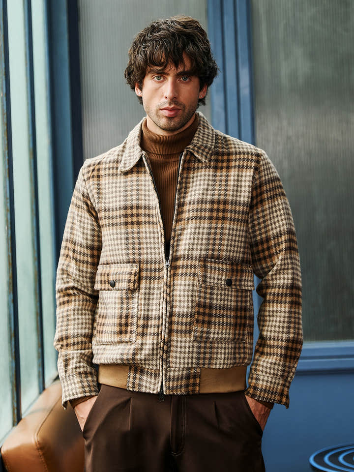 Zip-Front Plaid Jacket