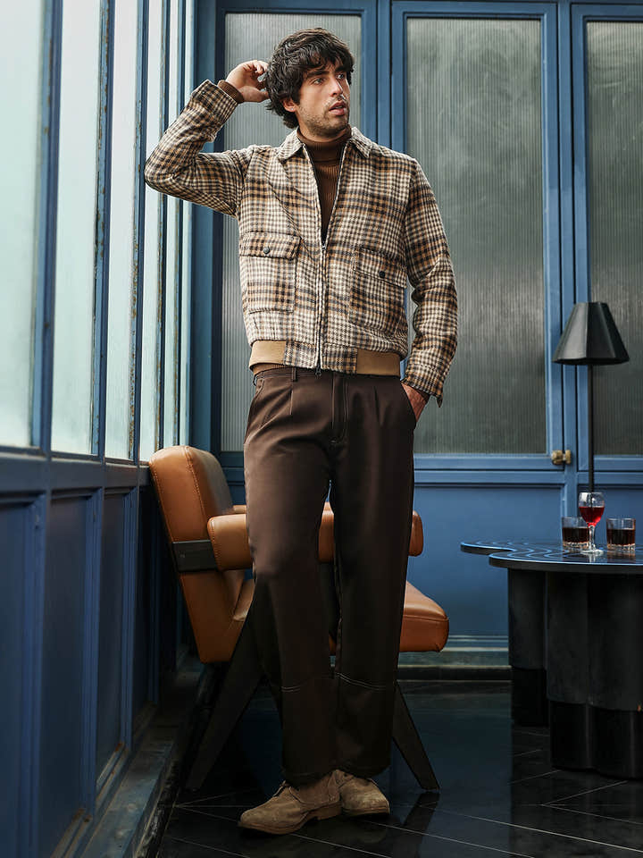 Zip-Front Plaid Jacket