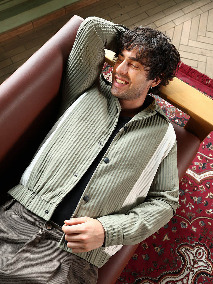 Panelled Crease-Tactile Jacket
