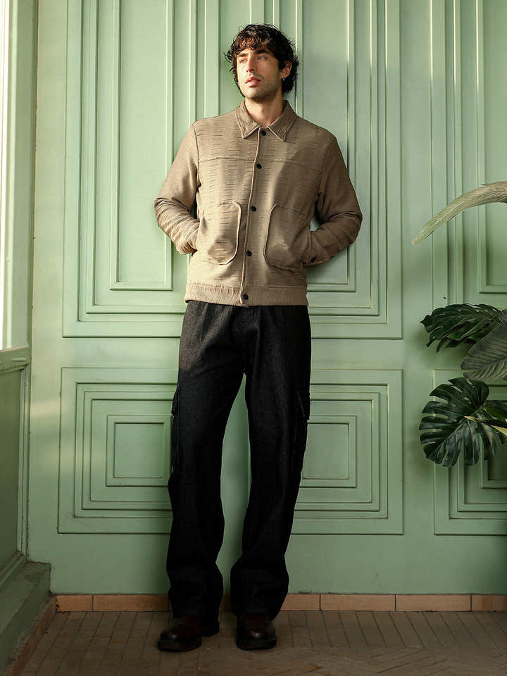 Ruche-Tactile Panelled Jacket
