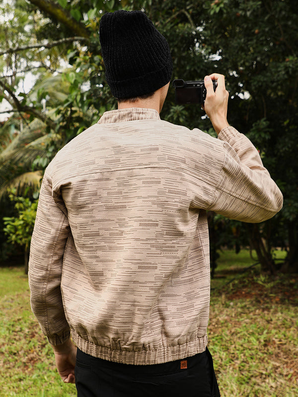 Lined-Jacquard Bomber Jacket