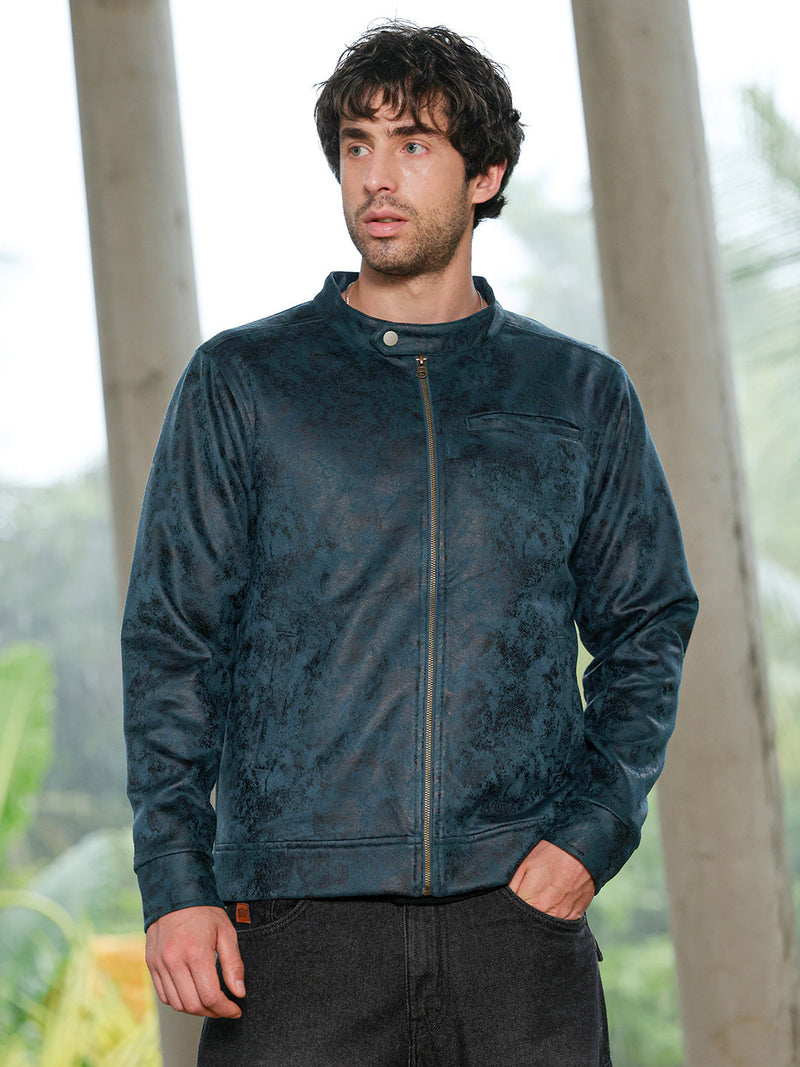 Embossed-Suede Rider Jacket