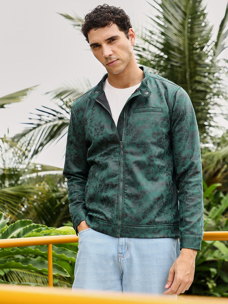 Embossed-Suede Rider Jacket