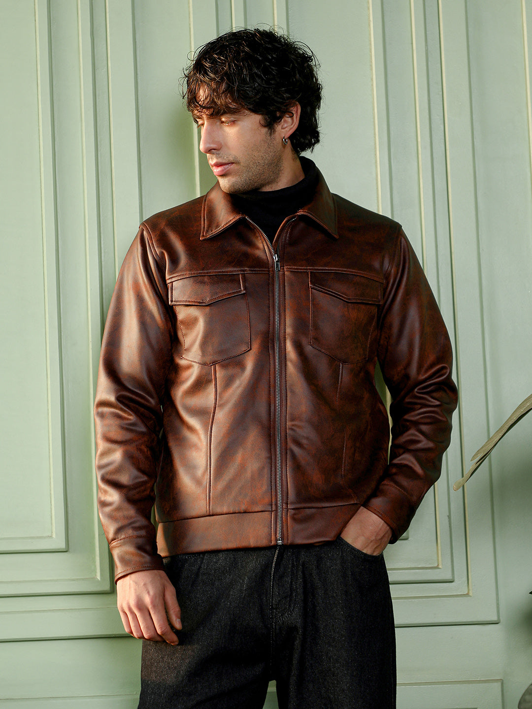 Cahoot Men's Teddy Brown Dye Utility-Twill Bomber Jacket
