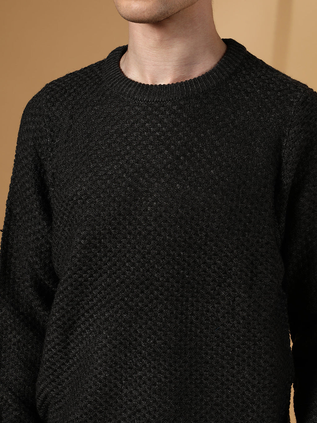 Solid Knitted Pullover Sweater