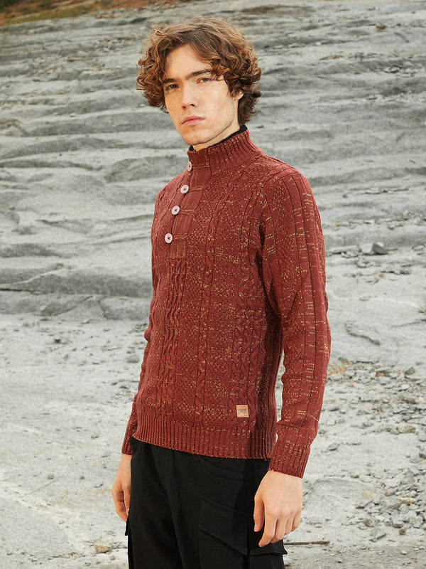 Heathered Cable-Knit Sweater