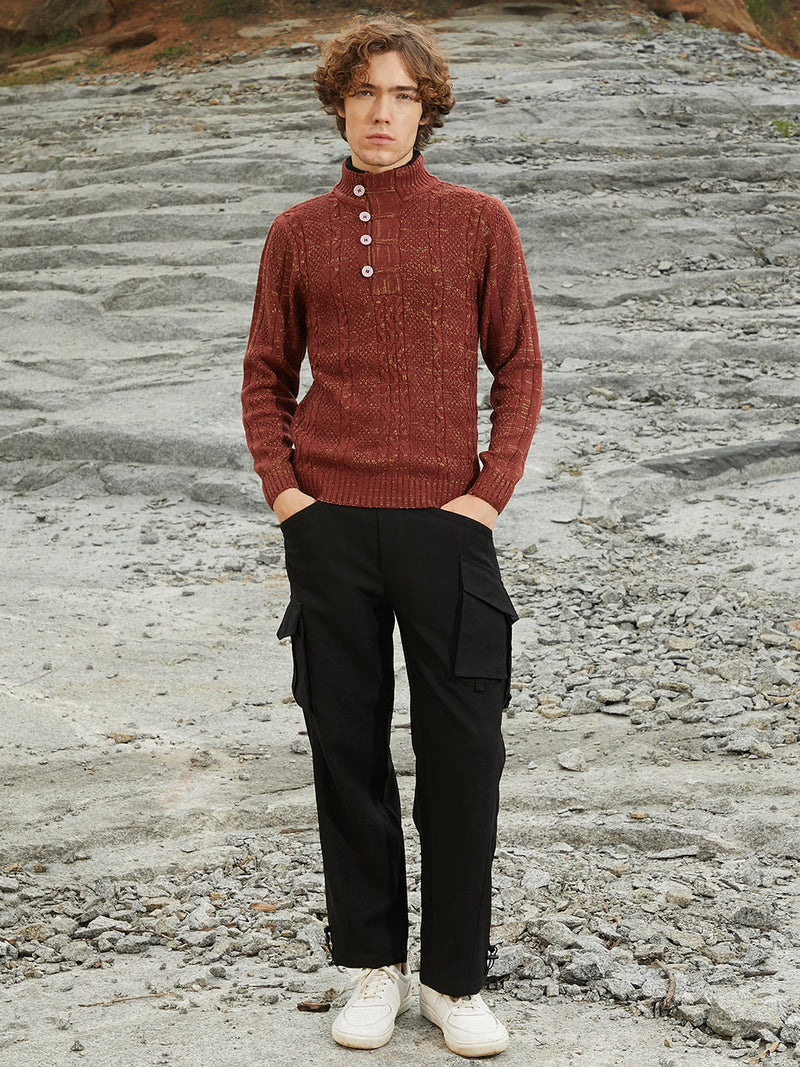 Heathered Cable-Knit Sweater