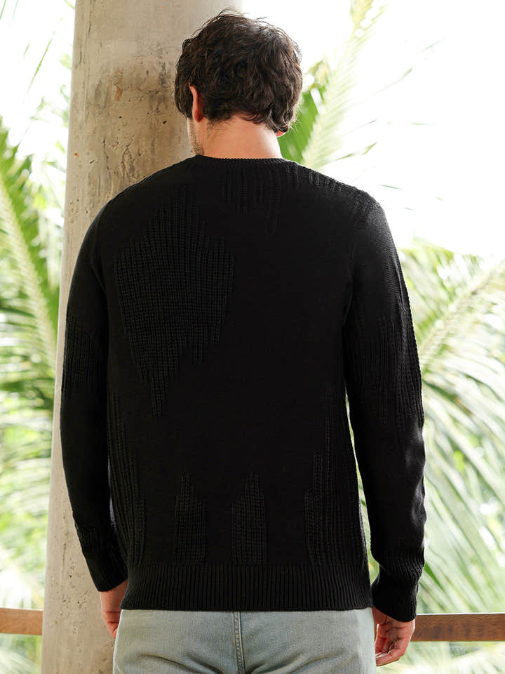 Drip-Jacquard Pullover Sweater