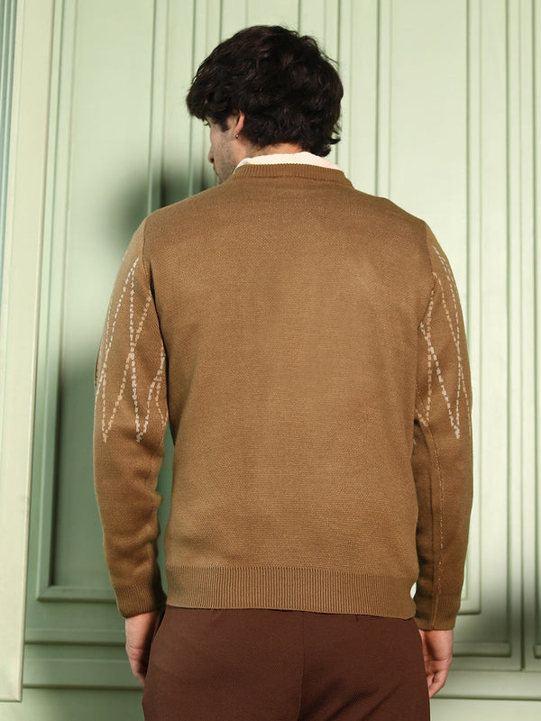 Zigzag-Jacquard Pullover Sweater
