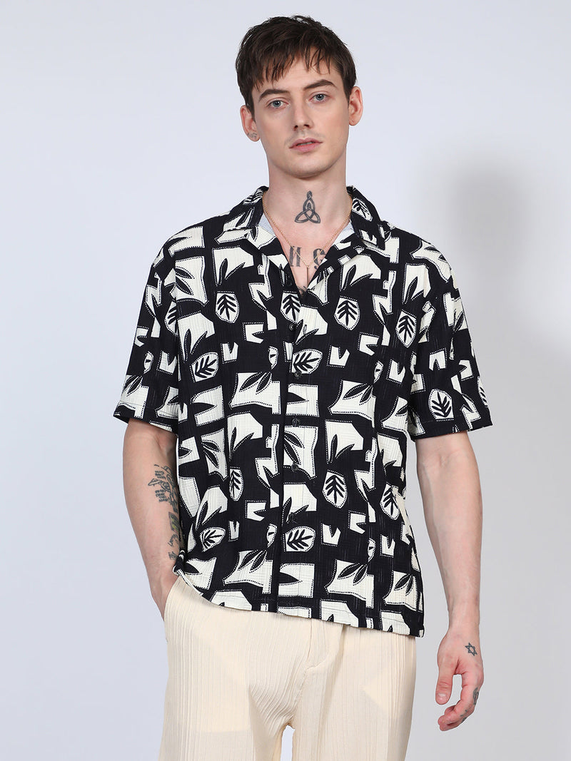 Oversized Geometric Foliage Shirt
