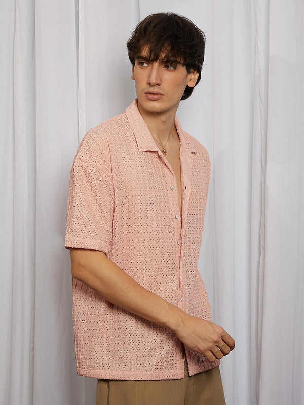 Hollow Knit Oversized Shirt