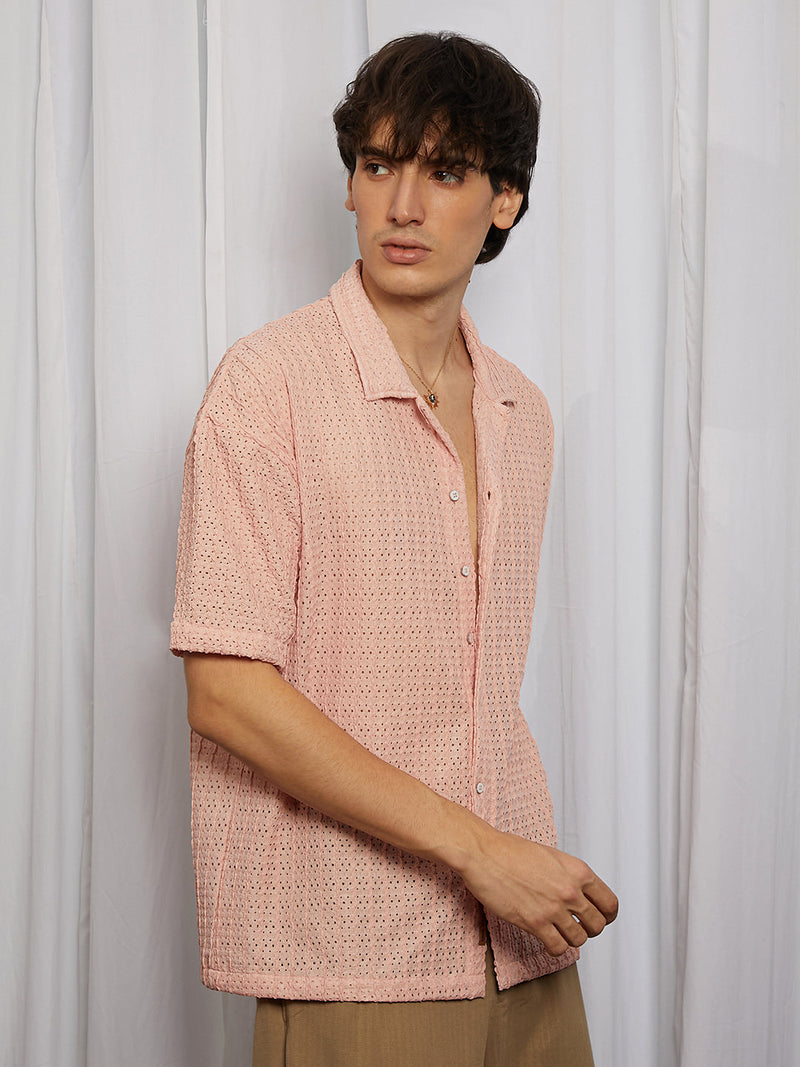 Hollow Knit Oversized Shirt
