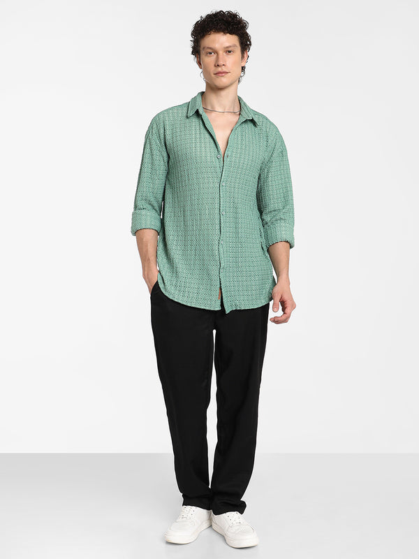 Hollow Knit Oversized Shirt