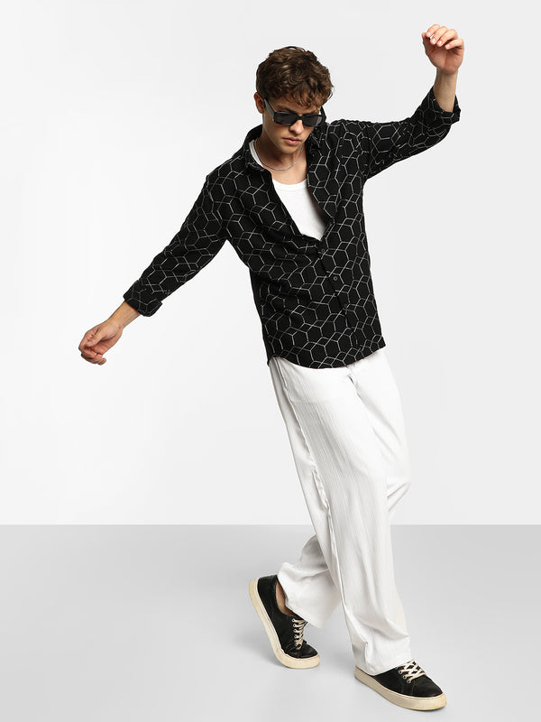 Hexagon-Lined Shirt
