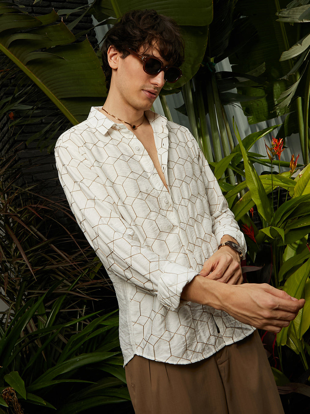 Hexagon-Lined Shirt