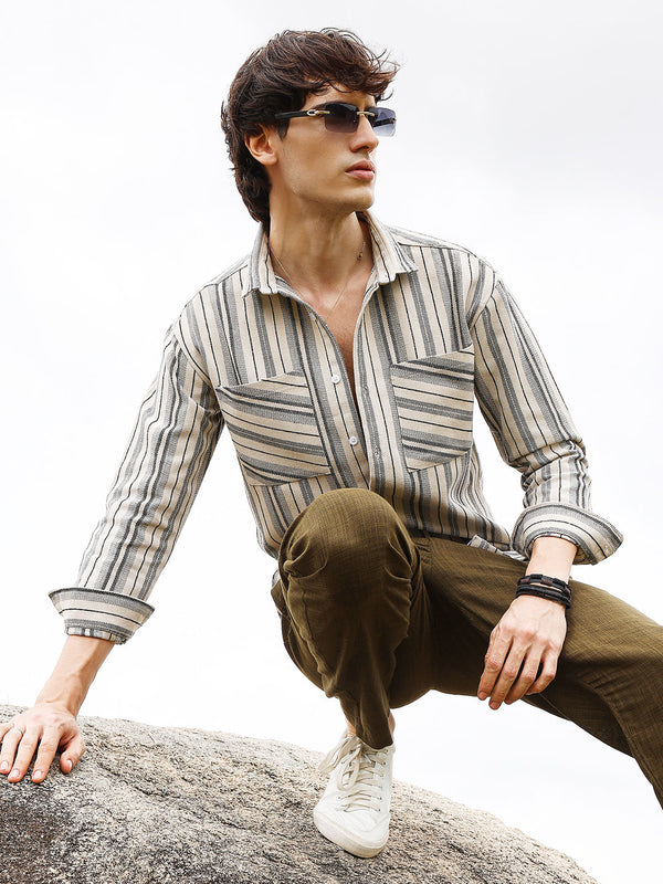 Multitrack Striped Oversized Shirt