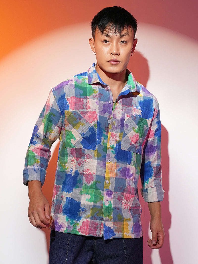 Splash Check Oversized Shirt