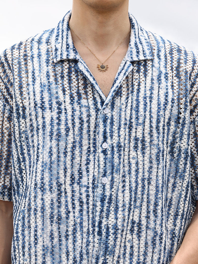 Ombre-Striped Oversized Shirt