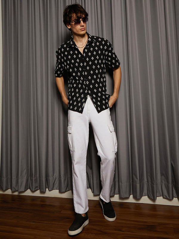 Floral-Tactile Oversized Shirt