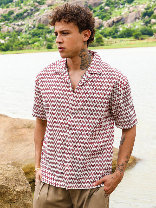 Chevron-Striped Oversized Shirt