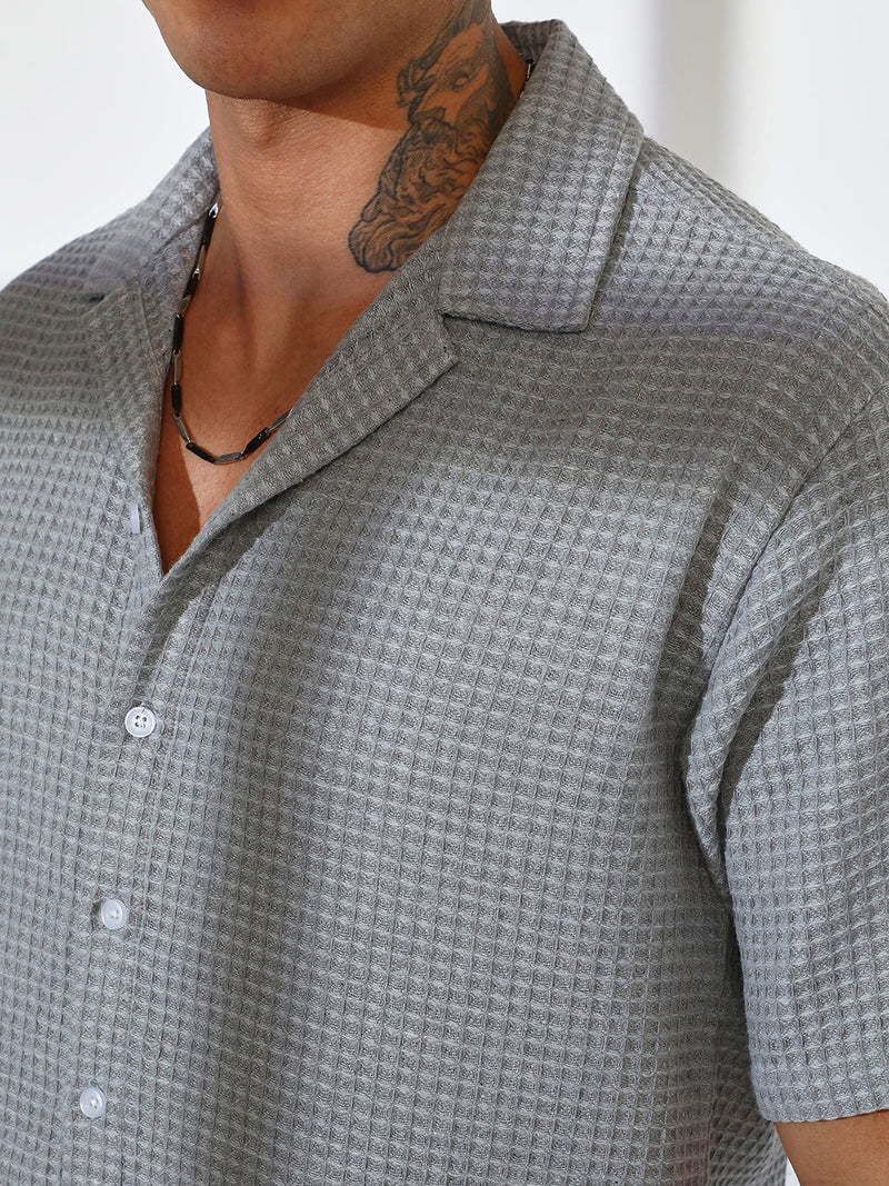 Waffle-Knit Oversized Shirt