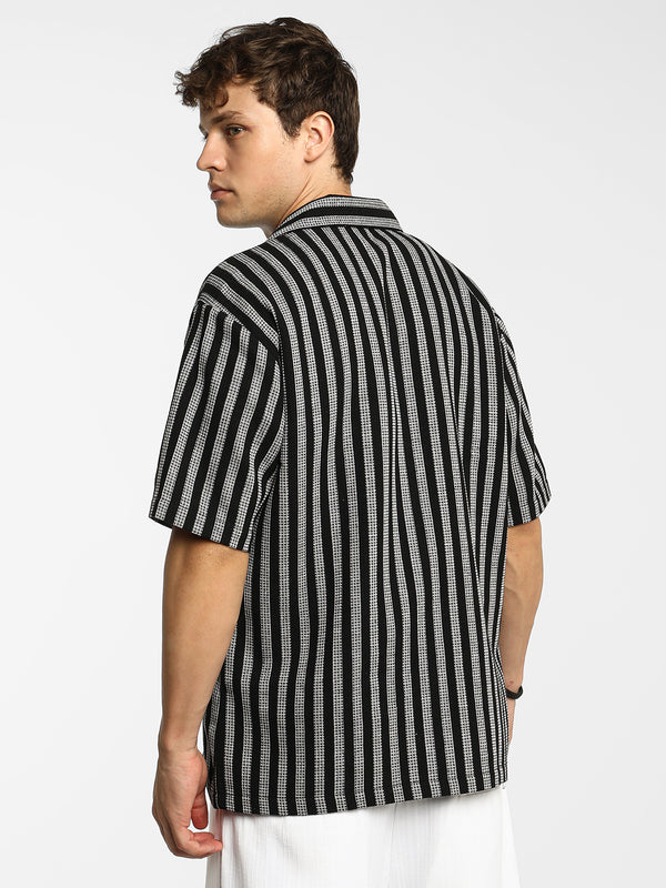 Candy Striped Knit Oversized Shirt