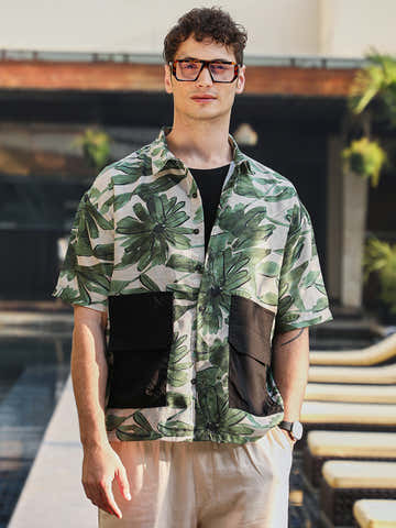 Flora-Stroke Oversized Shirt