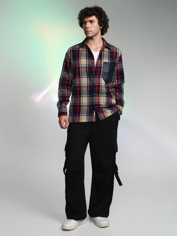Plaid-Block Oversized Shirt