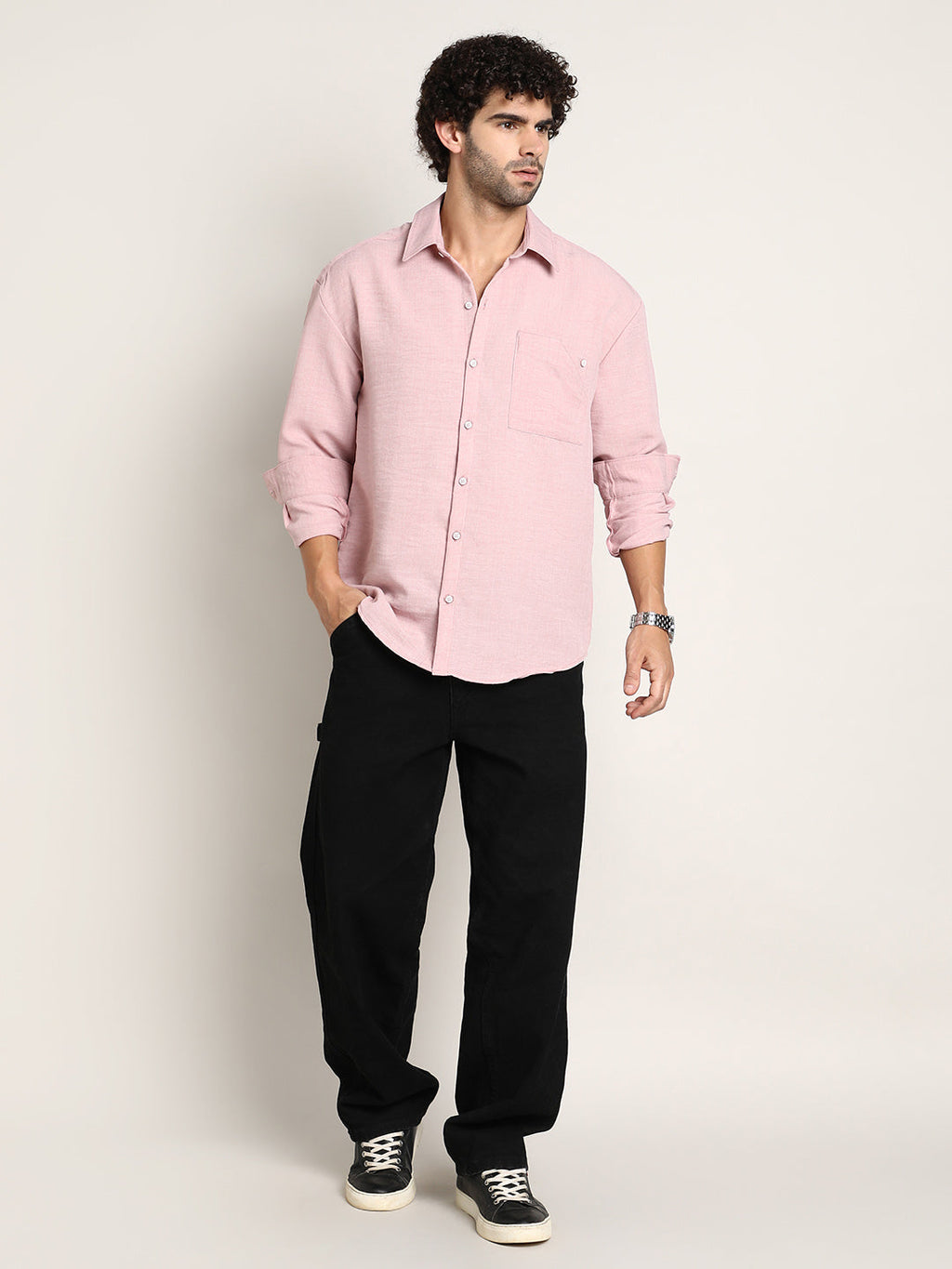 Modular Solid Oversized Shirt