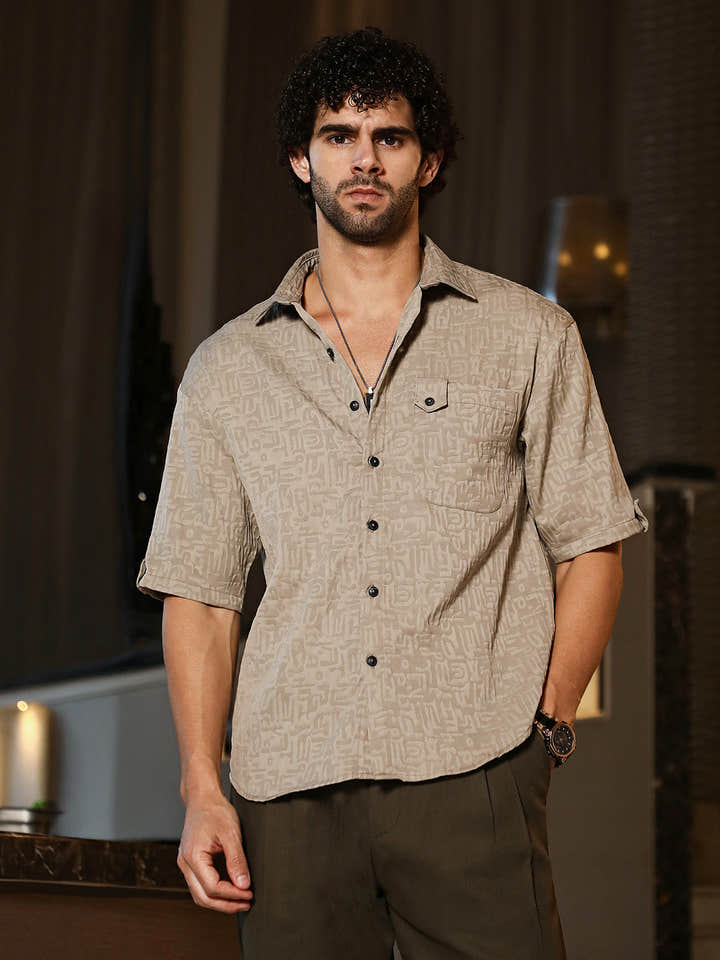 Aztec-Tactile Oversized Shirt