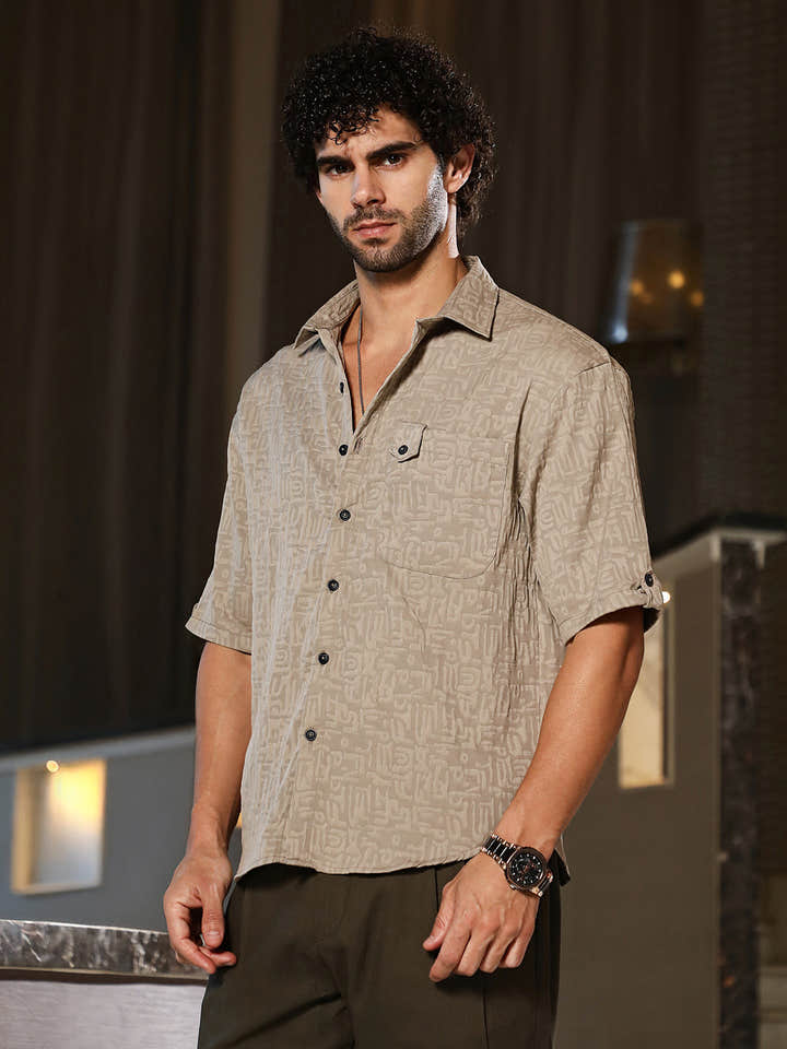 Aztec-Tactile Oversized Shirt