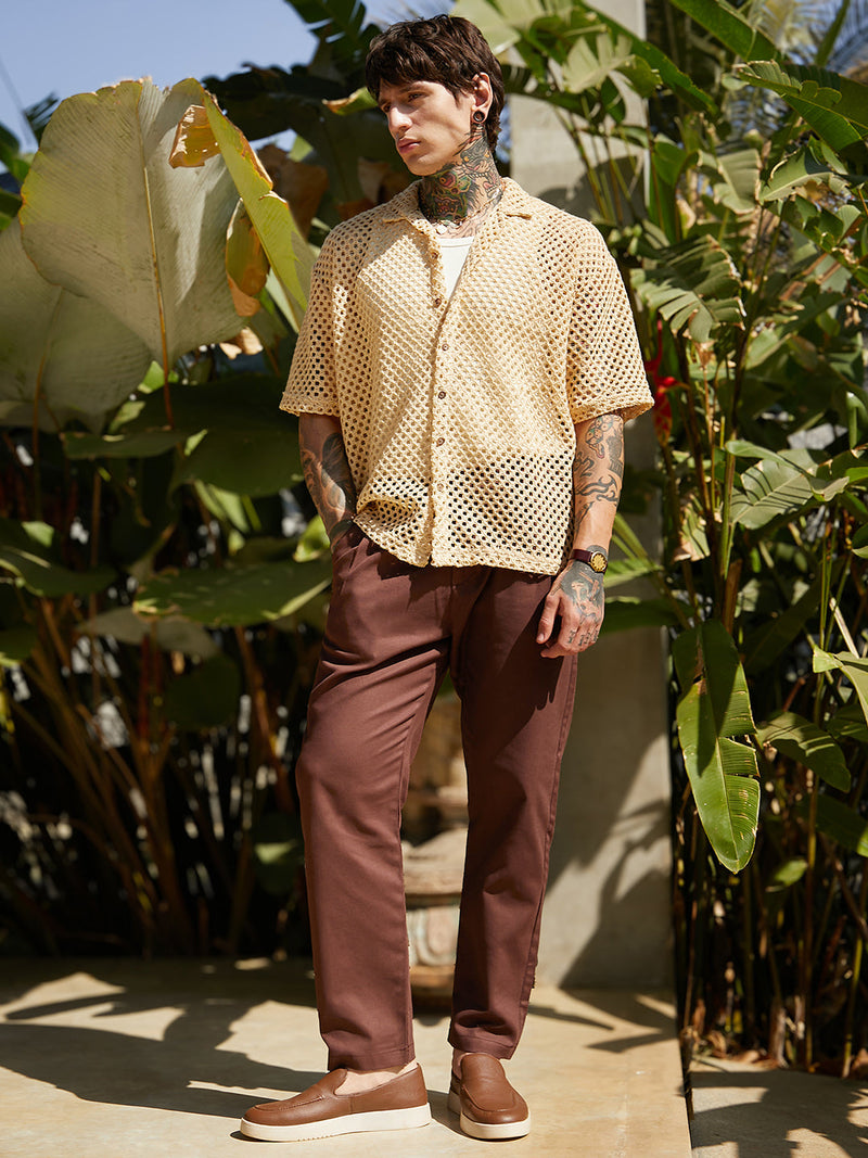 Open-Knit Resort Oversized Shirt