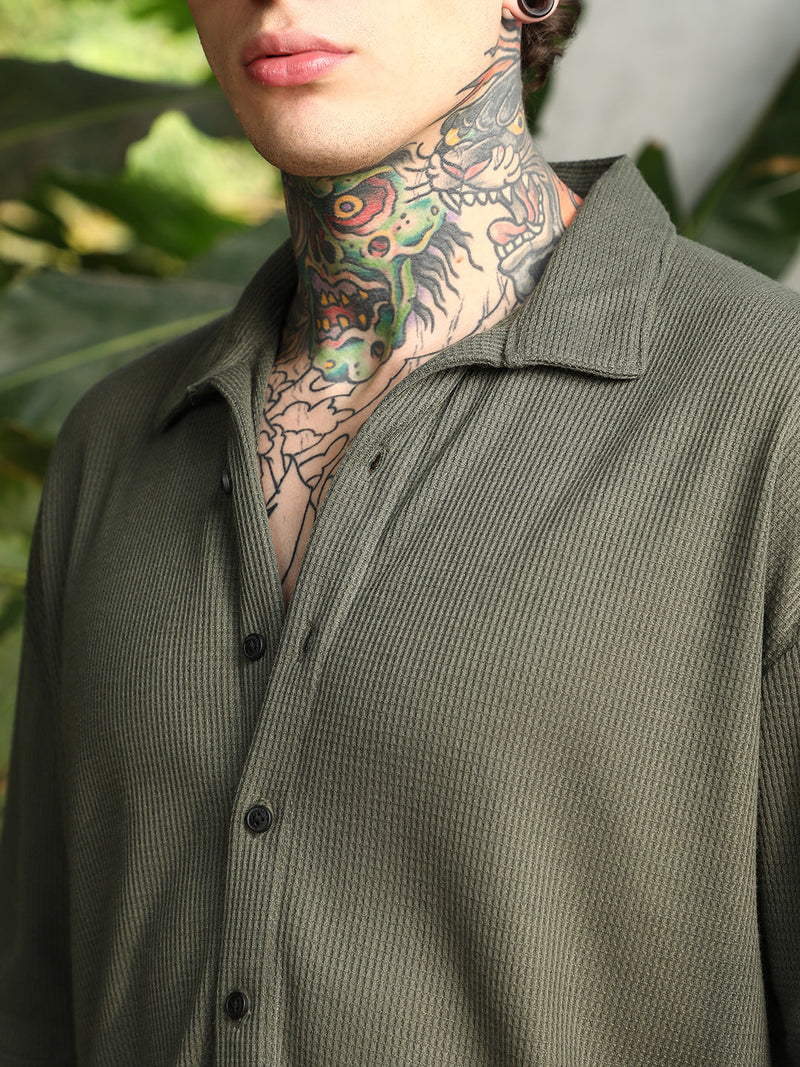 Waffle-Knit Shirt